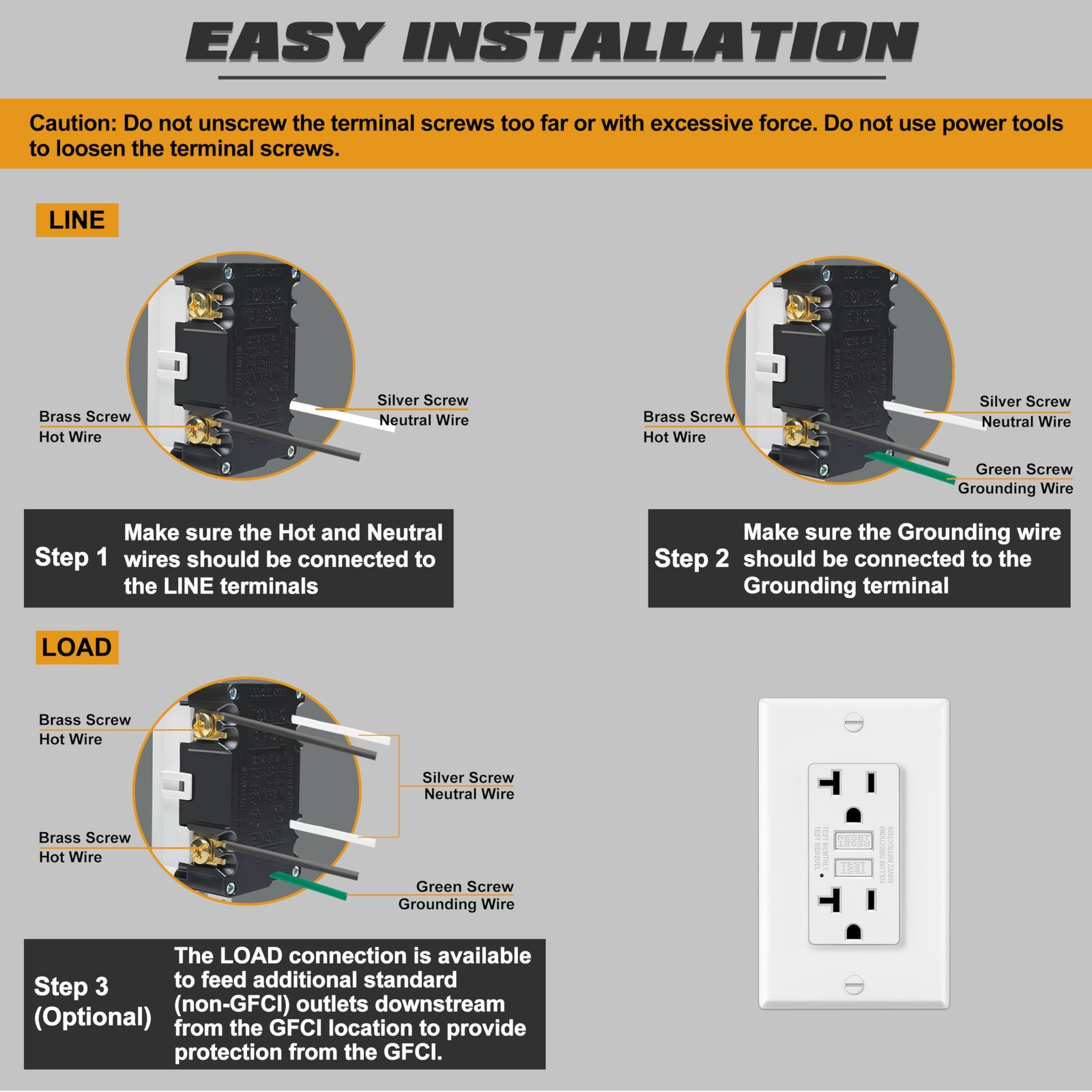 ELECTECK 6 Pack GFCI Outlets 20 Amp, Non-Tamper Resistant, Decor GFI Receptac…