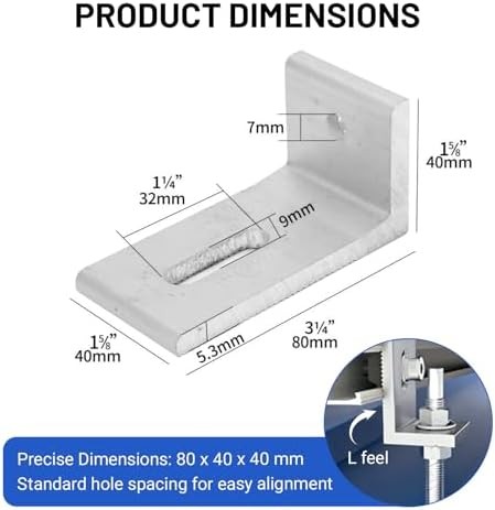 10Pcs L Foot Solar Mount, Aluminum Alloy Photovoltaic Panel Mounting Bracket, Ph
