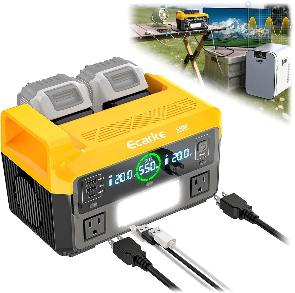 550W Portable Power Inverter Compatible with Dewalt 20V Battery, Power Statio.