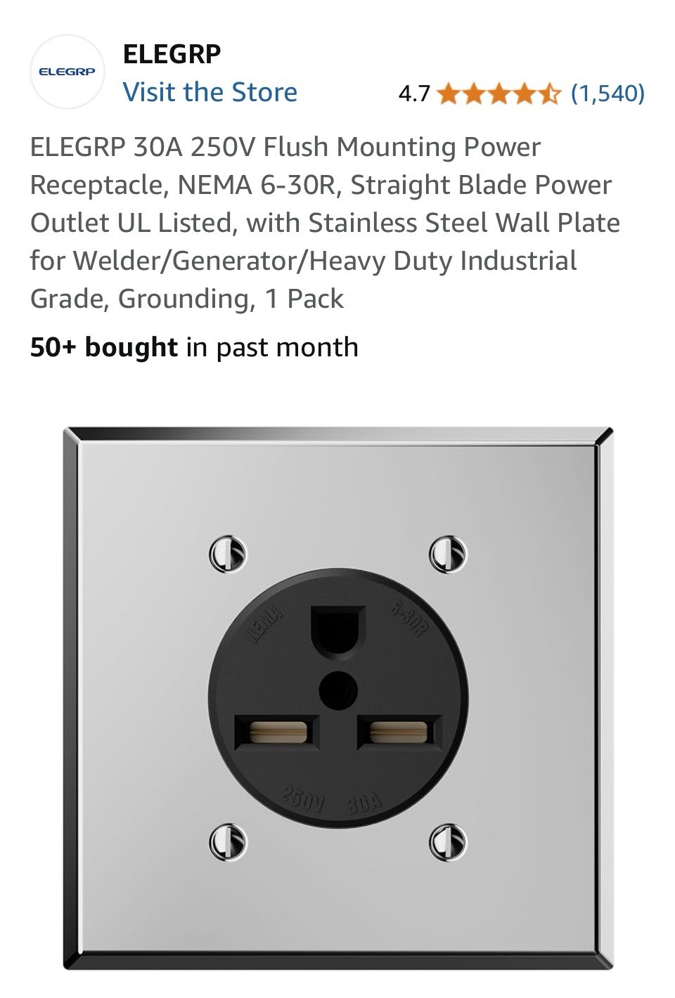 elegrp flush Mounted Power Outlet With Stainless Steel Steel Wall Plate