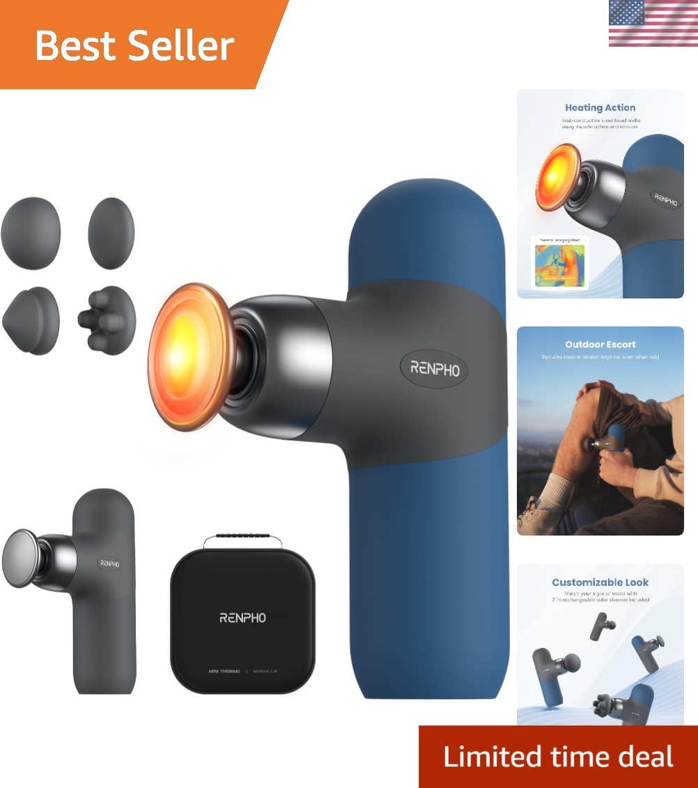 Mini Thermal Massage Gun with Heat, Color Silicone Casing, 4 Speeds | Portabl…
