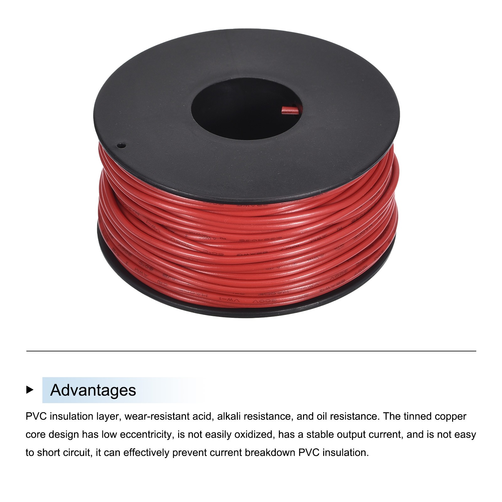 22AWG Stranded Wire Hookup 30M/100ft Red Electrical Wire UL1007 Spool