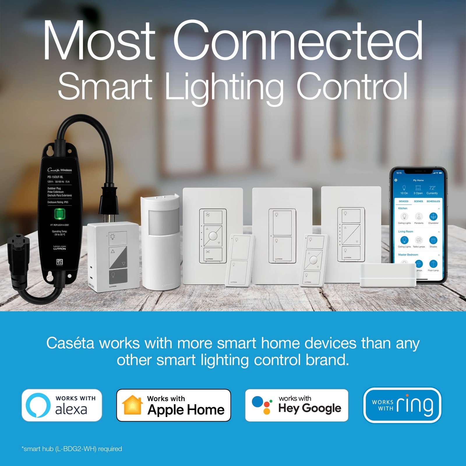 Lutron Caseta Original Smart Dimmer Switch Lutron Smart Hub Required, for LED