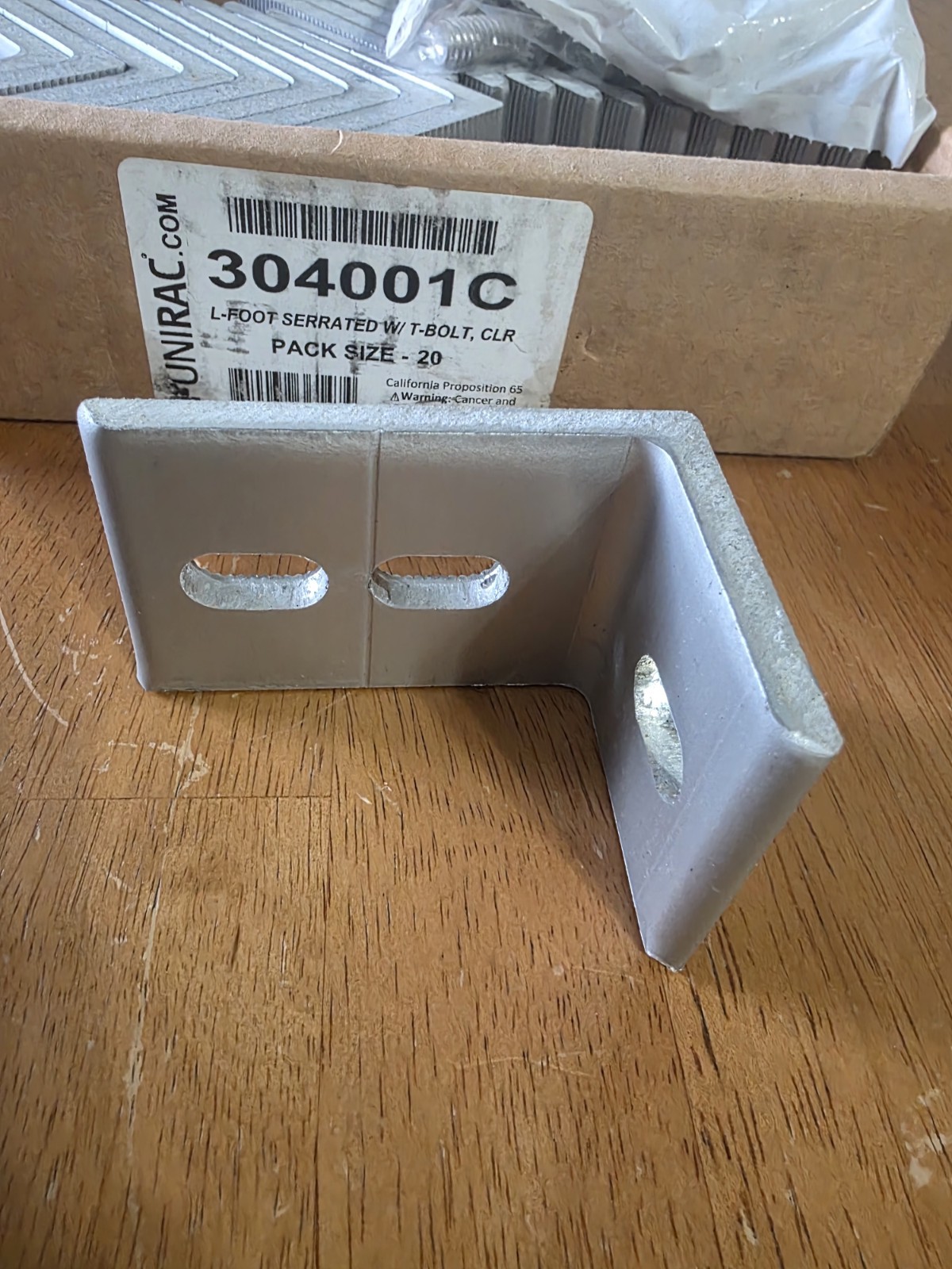 ​Pack of 20 Unirac 304001C L-Foot Serrated w/ T-Bolt Silver Solar Mounting