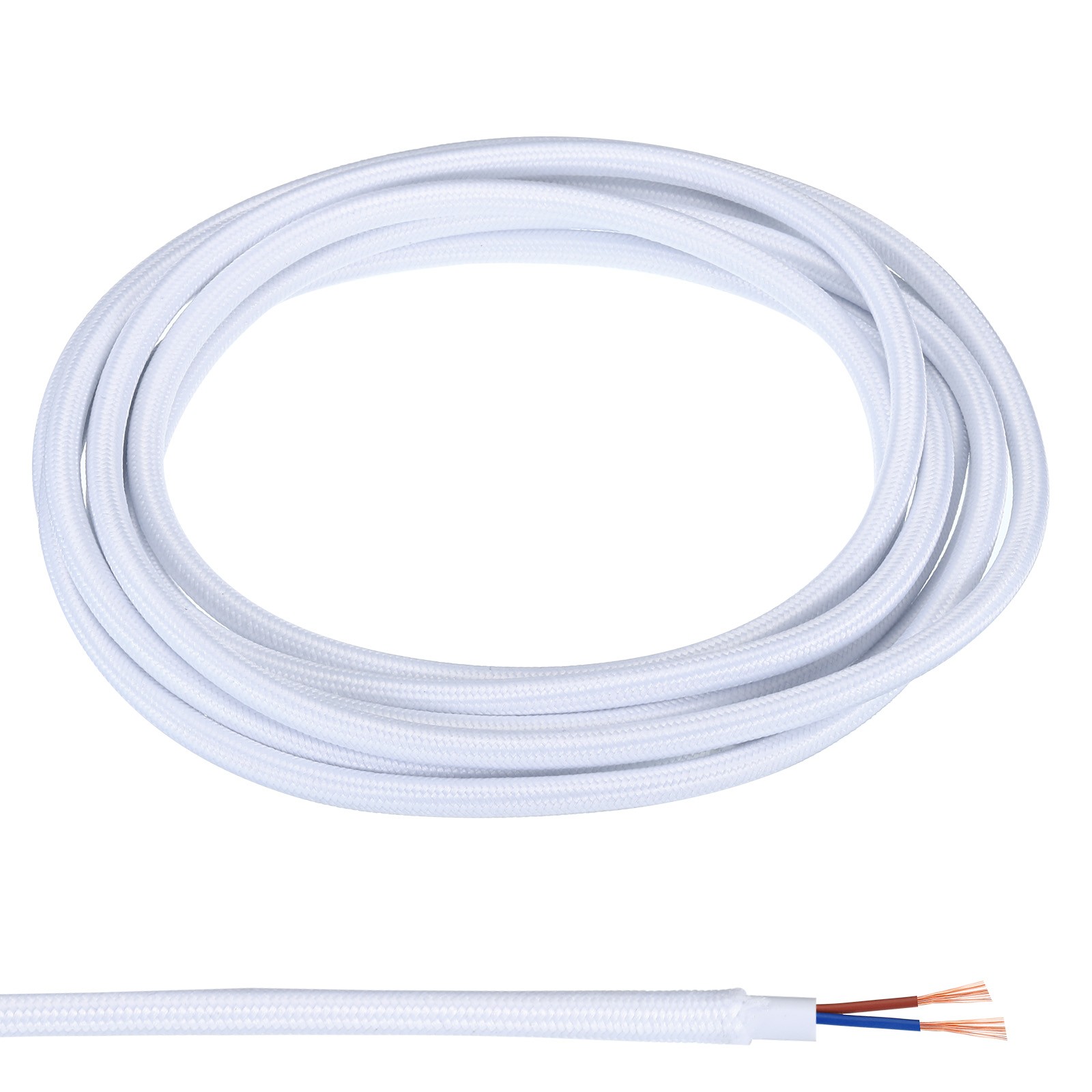 9.84ft 18AWG 2 Core Fabric Cloth Covered Round Wire White
