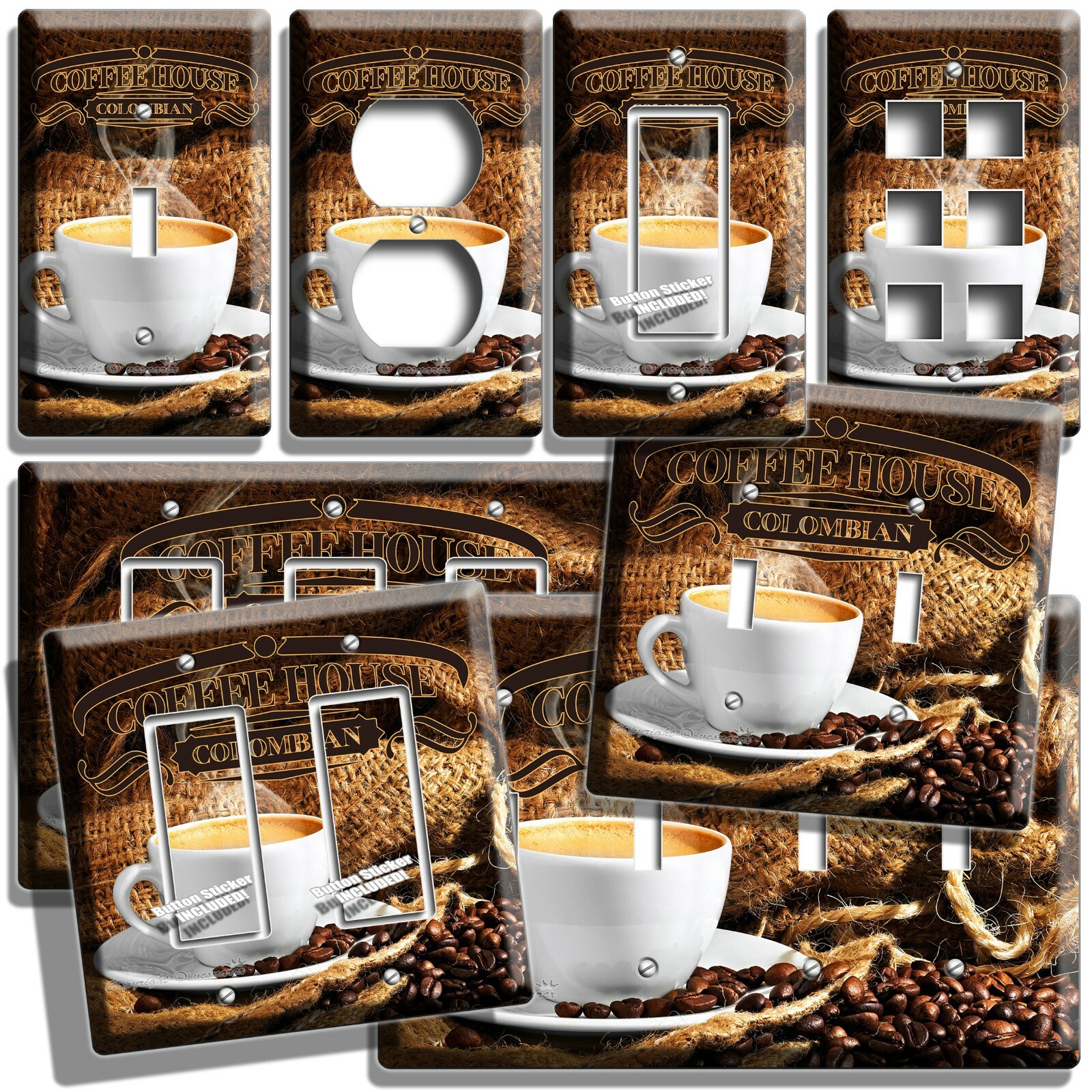 DARK ROAST BEANS ESPRESSO COFFEE HOUSE LIGHTSWITCH OUTLET WALL PLATE KITCHEN ART