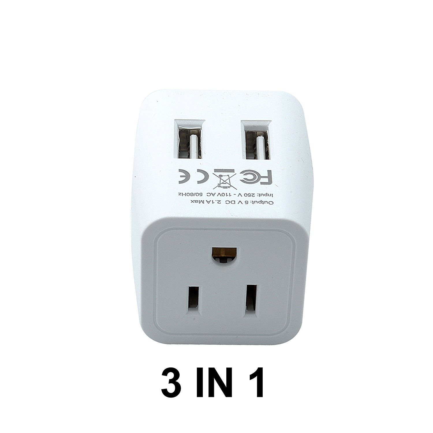 Ceptics USA to Australia, China Travel Adapter Plug – Type I – Dual USB (CTU-16)
