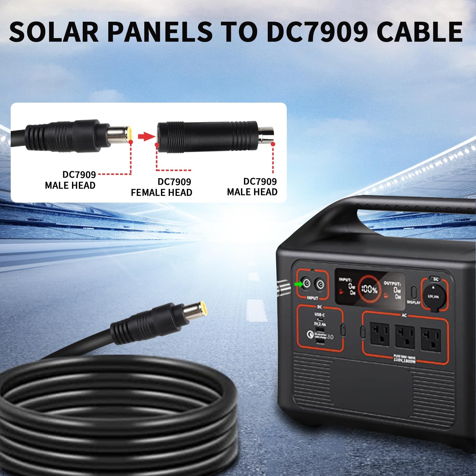 HNYYZL Jackery Solar Panel Connector – MC4 to DC 8mm Extension Cable, DC7909 …