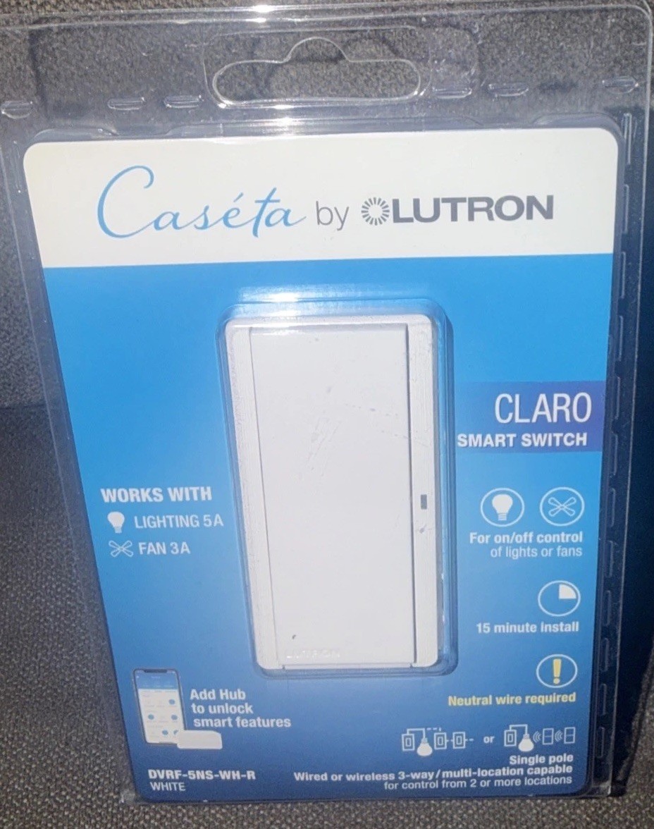 Lutron💡Caseta Smart Lighting Claro White Rocker Light Switch DVRF-5NS-WH-R