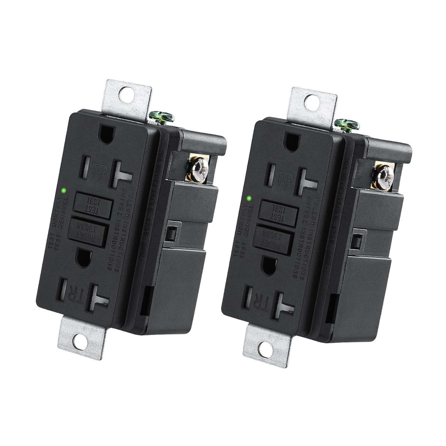 2-Pack 20 Amp Generator GFCI Outlet 125V, Industrial Grade Ground Fault Circuit