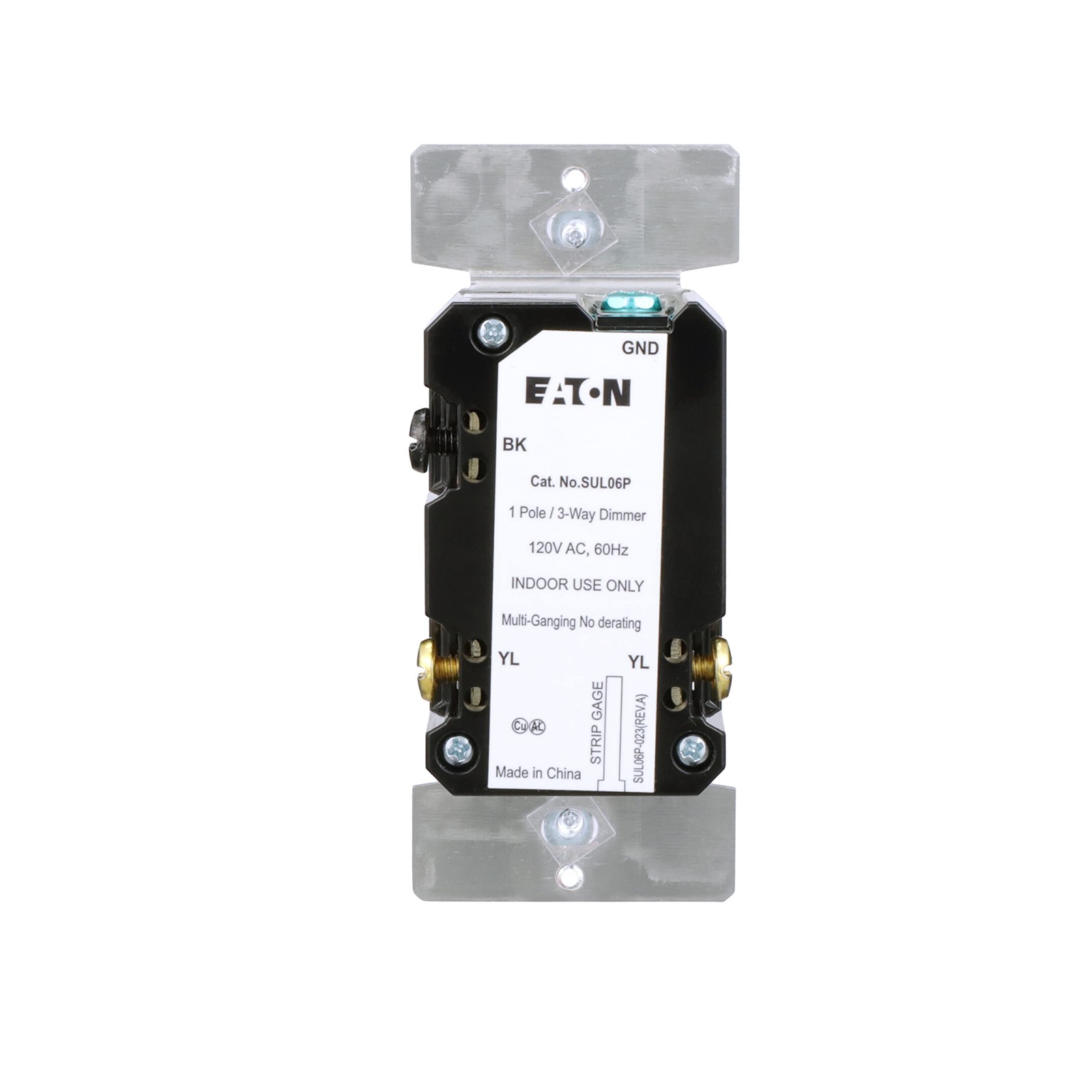 Eaton Universal Slide Dimmer 120V Black/Brown/Gray Sul06P-C7