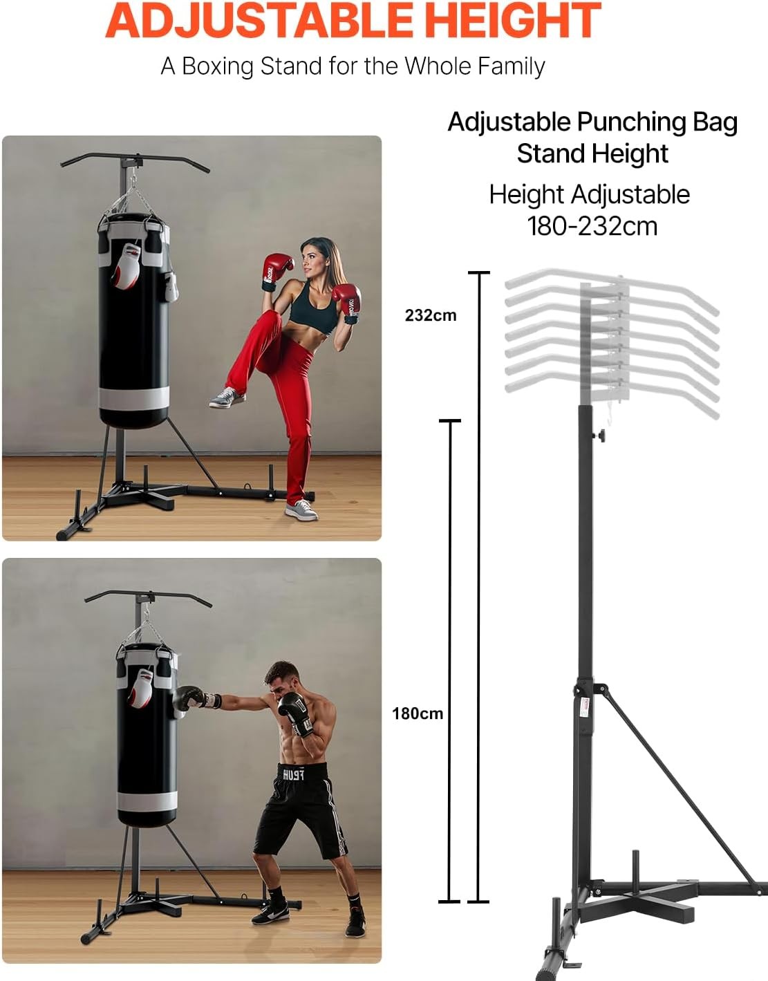 VEVOR Punching Bag Stand, Steel Heavy Duty Workout Training Equipment,…