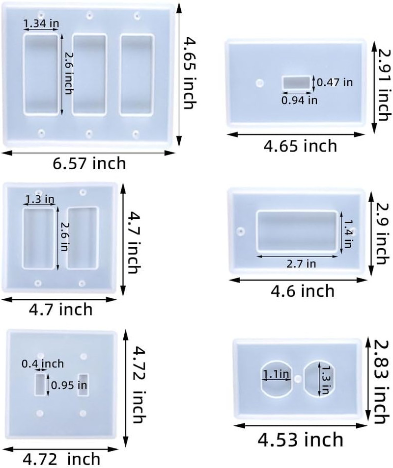 Light Switch Cover Resin Molds, 6PCS Silicone Standard Light Switch Cover Plate