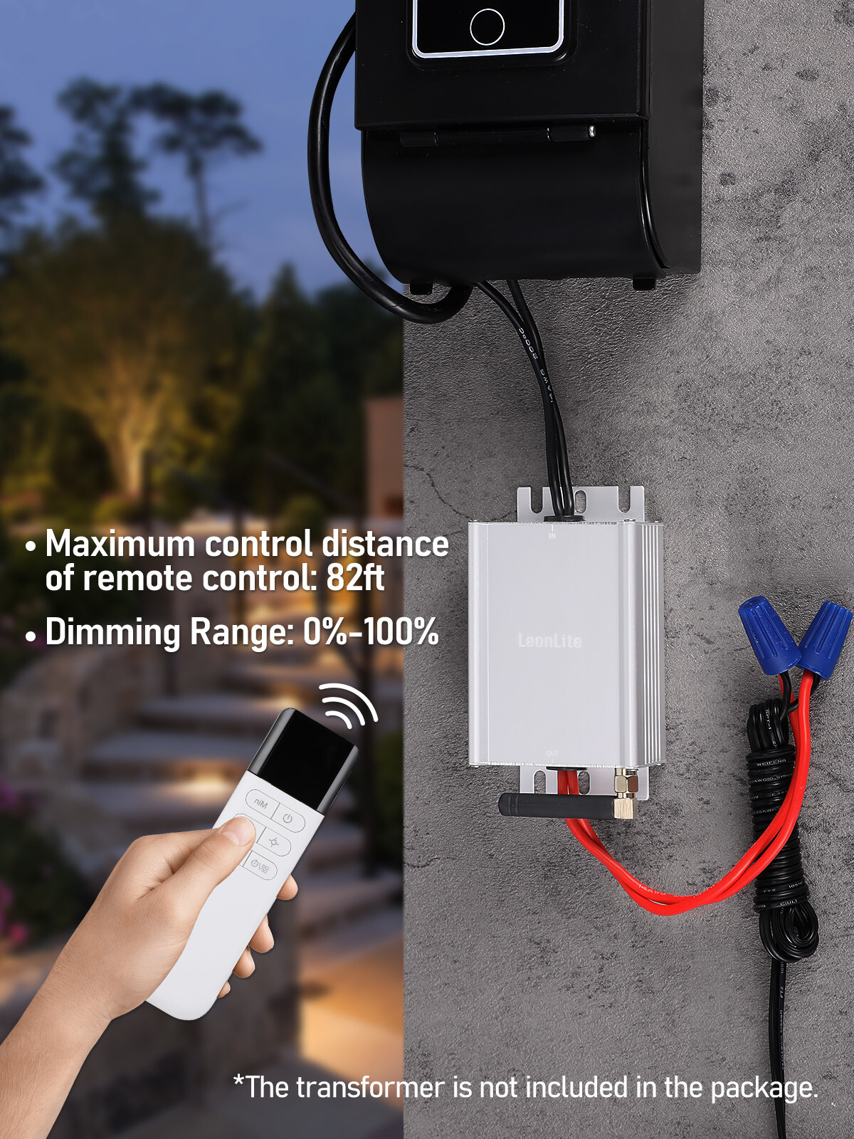 Landscape Light Dimmer, 12V-15V AC Low Voltage, 0%-100% Dimming, IP67 Waterproof