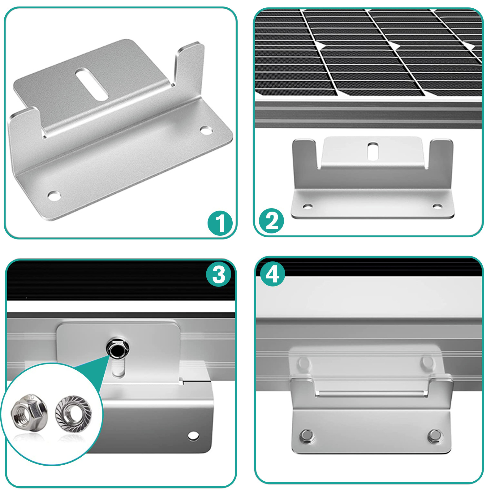 Solar Panel Z Bracket Mounts Mounting Set Solar Panel RV Boat Roof Wall Aluminum