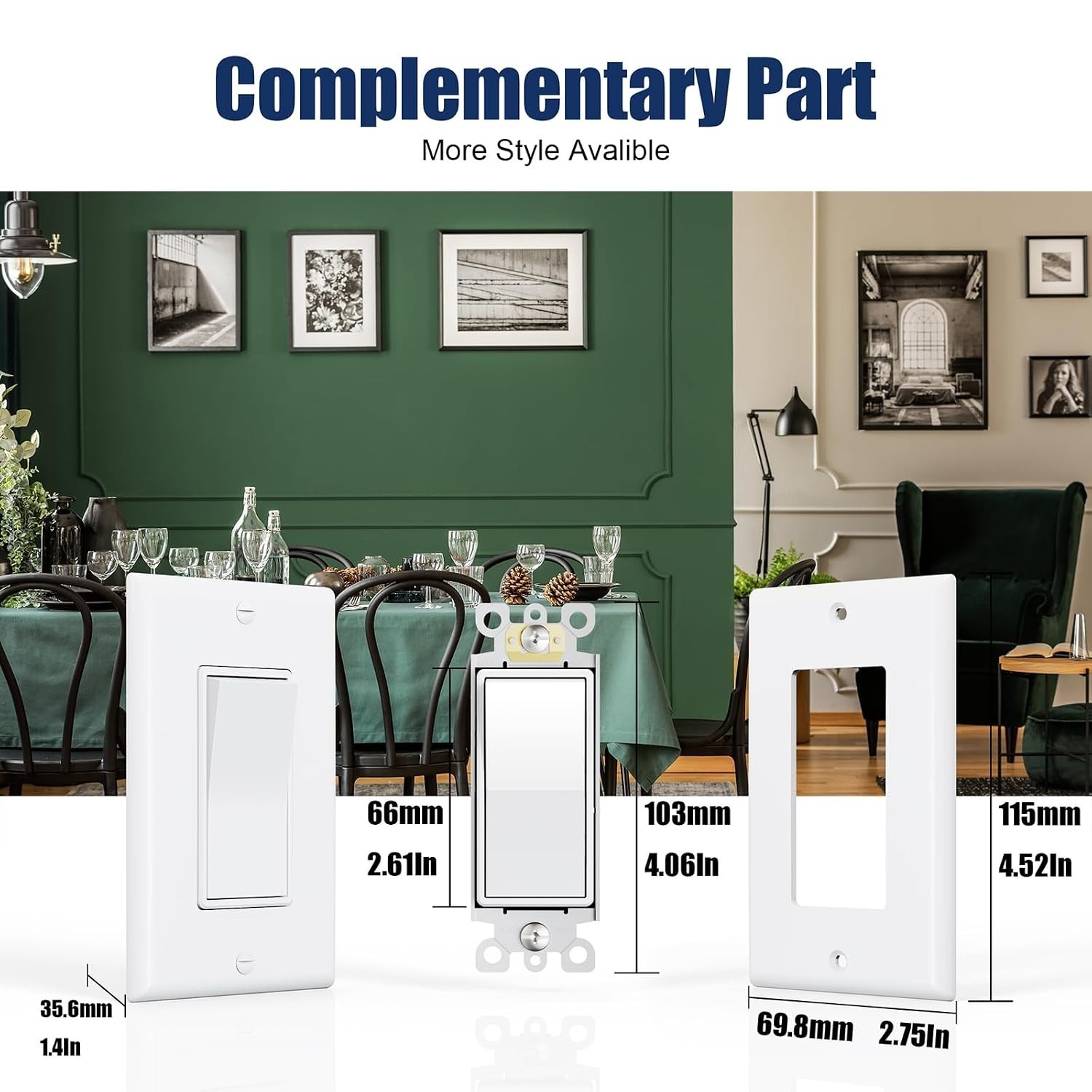 Gloss White Decorator Light Switch 15A 120V/277V