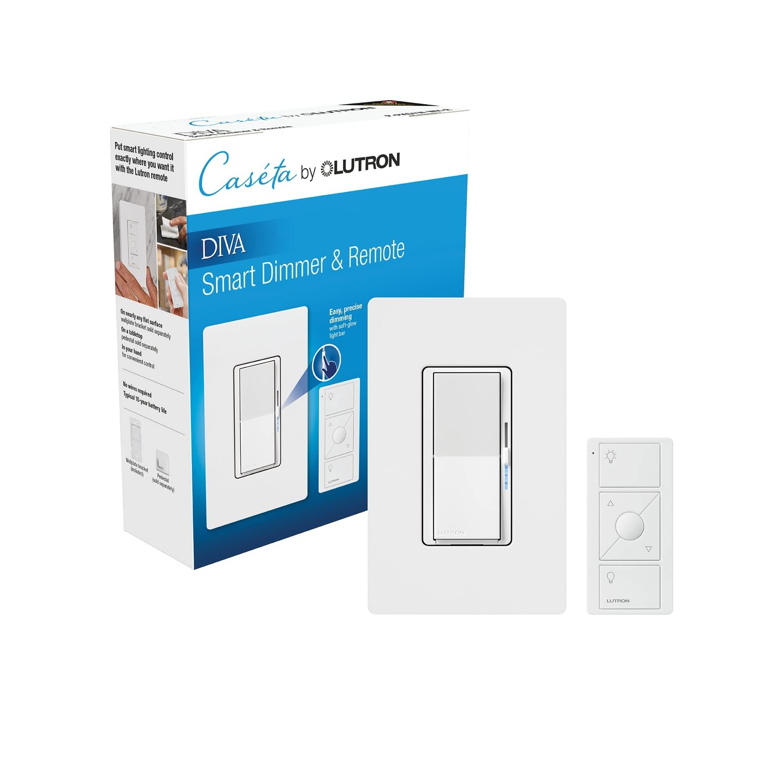 Lutron Diva Smart Dimmer Switch White with Pico Remote, No Neutral Required