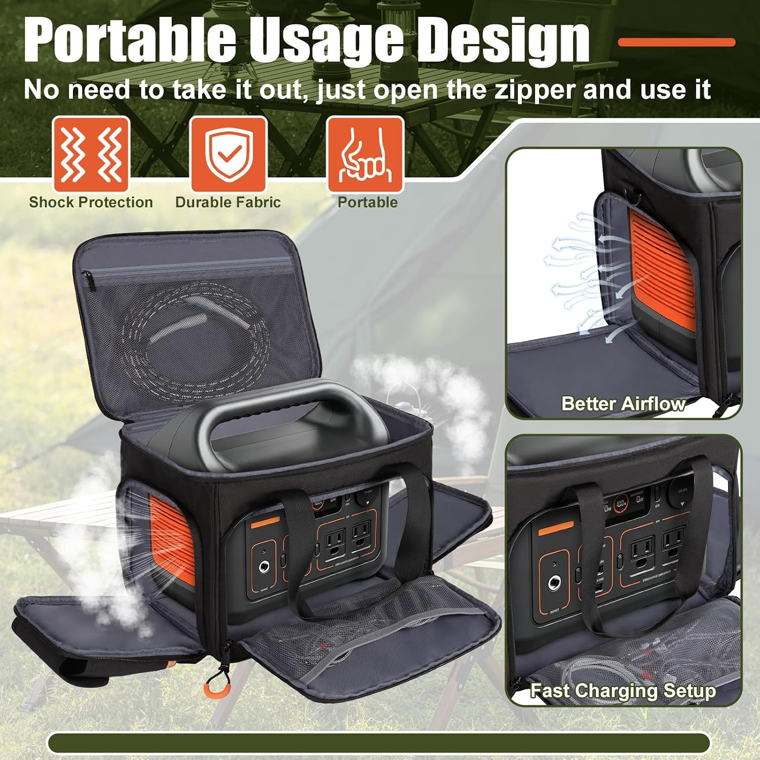 Portable Power Station Bag Compatible with Jackery Explorer 2000 V2, Features Ch