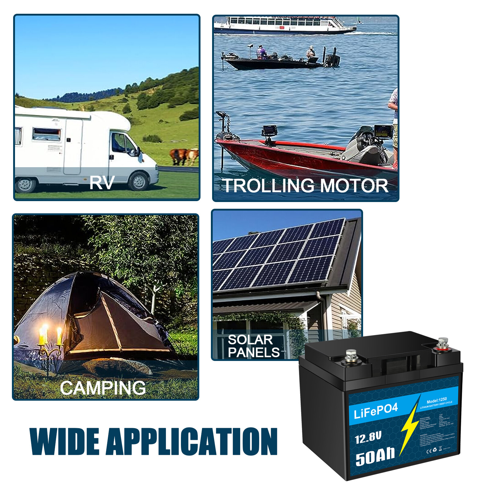 12V LiFePO4 Lithium Battery 50Ah 30Ah 16Ah 10Ah with BMS for RV Trolling Motor