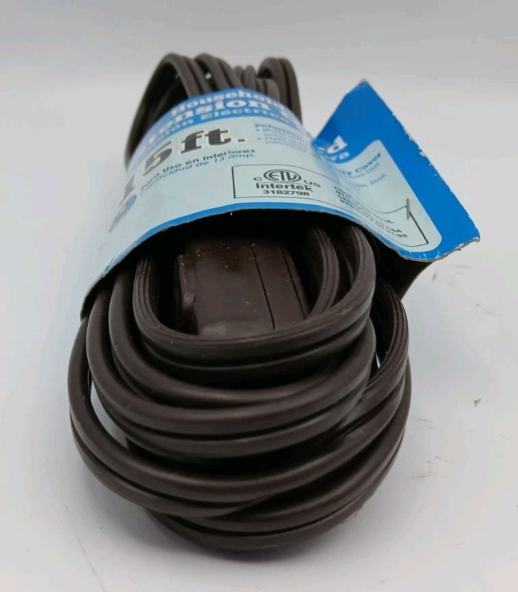 Intertek Walmart 15FT 16AWG 2 Prong Brown Indoor Extension Cord 13amp 125 Volts