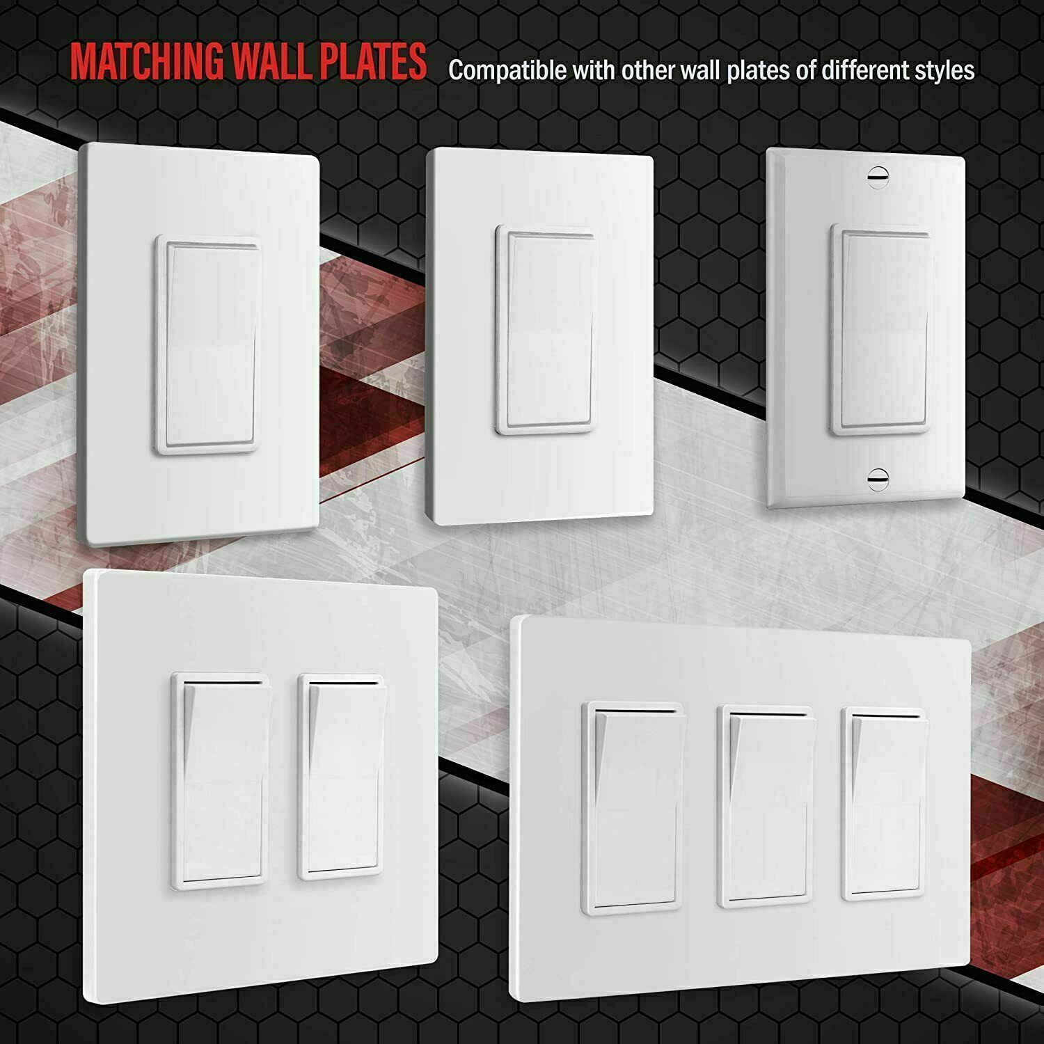 10 Pack 15Amp Decora Rocker Single-Pole Switch Wall Residential Grade Home White