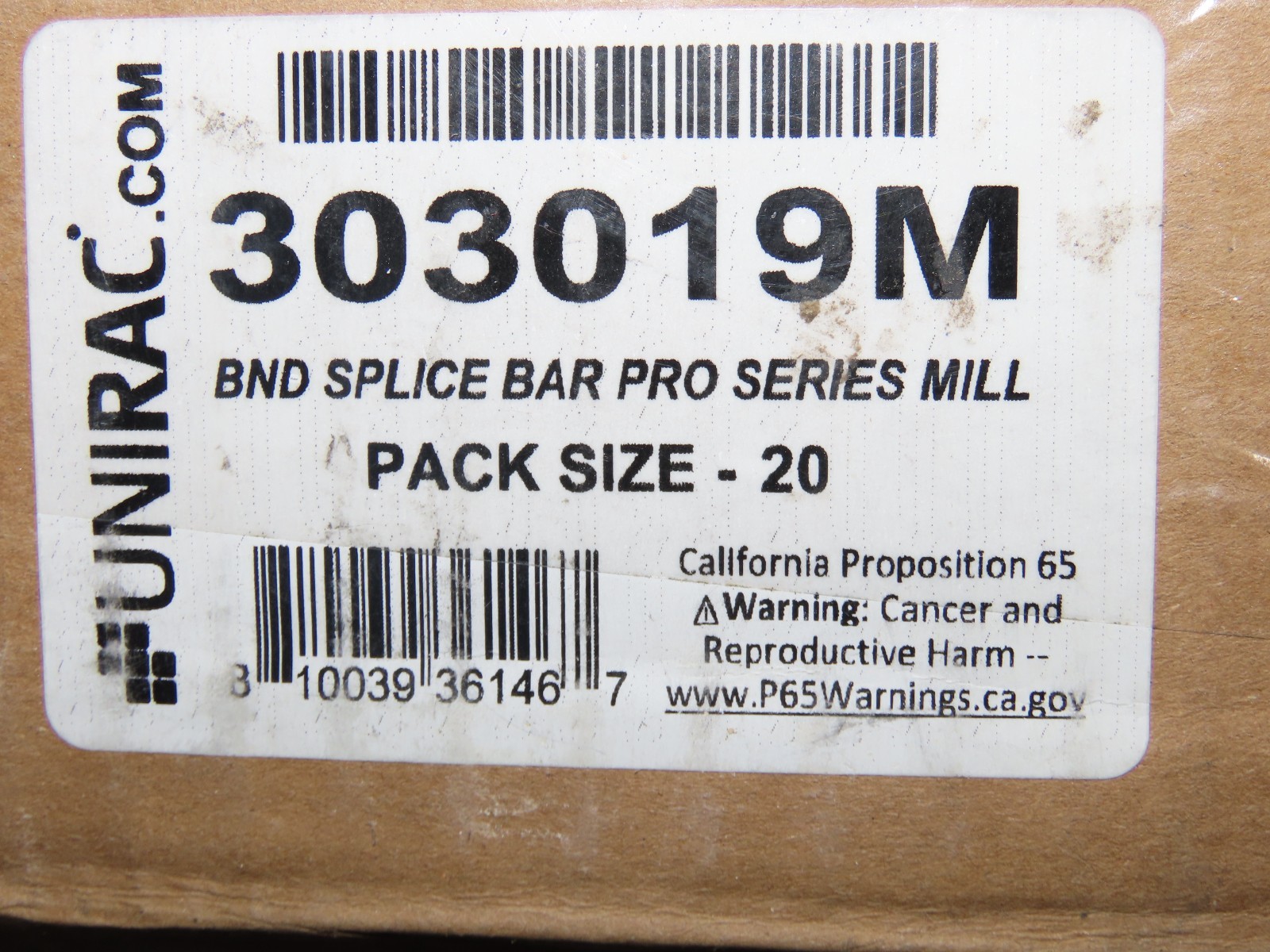 UNIRAC 303019M BND SPLICE BAR PRO SERIES MILL (Pack of 20)