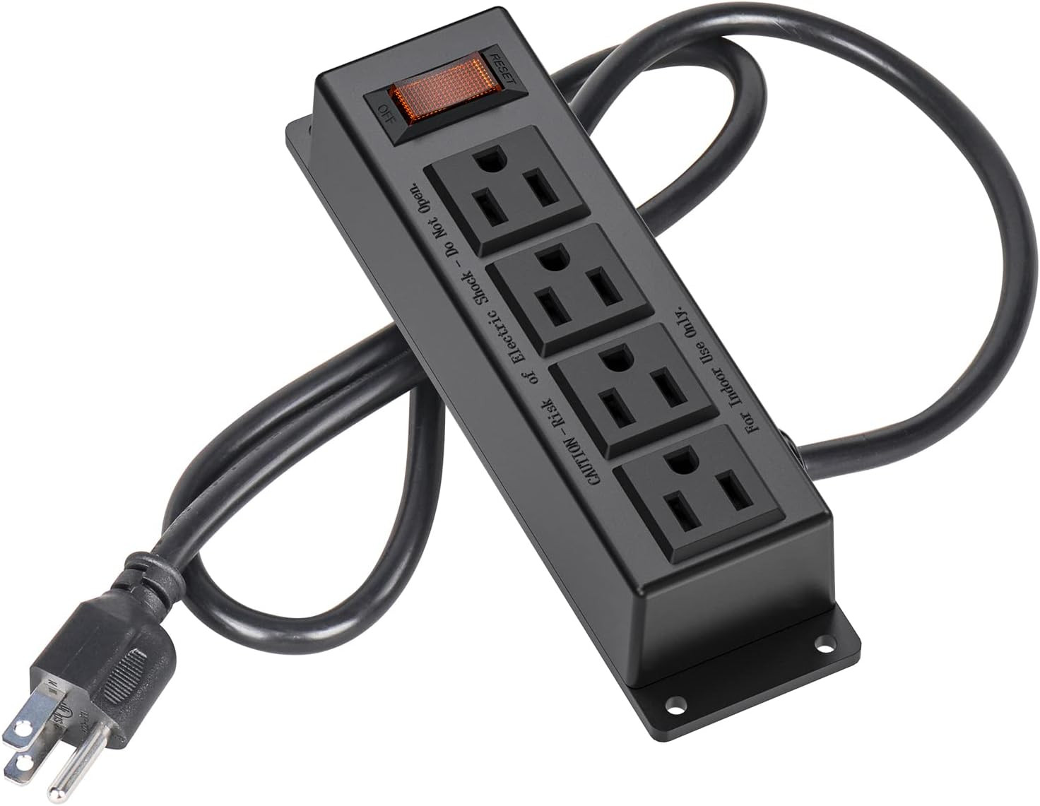 Wall Mount Power Outlet Strip4 Outlet Mountable Power Strip with Switch 3Ft Cord