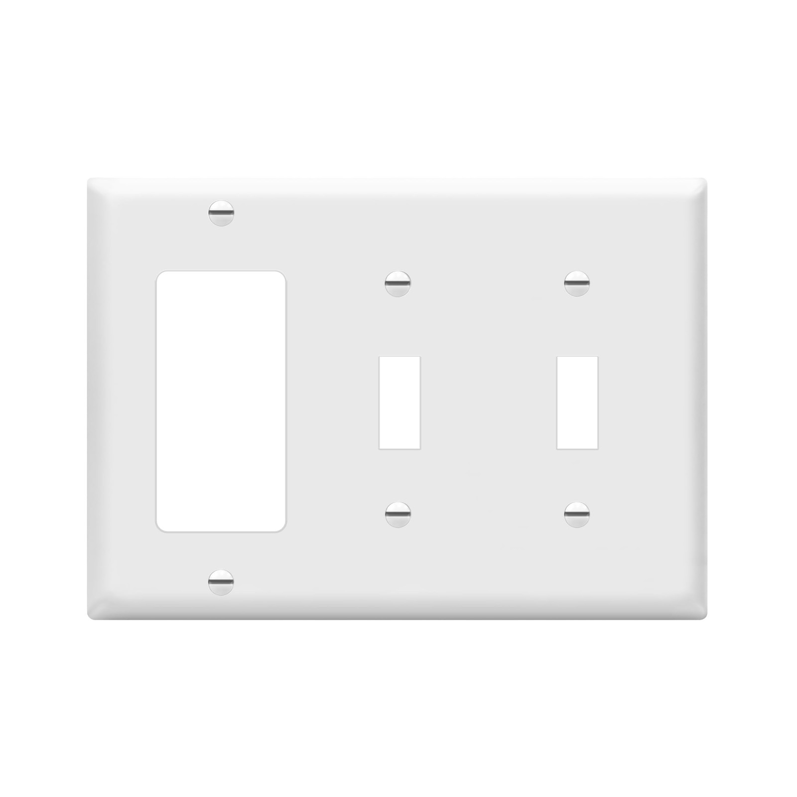 Polycarbonate 3 Gang Wall Plate, Dual Toggle Rocker Cover, White