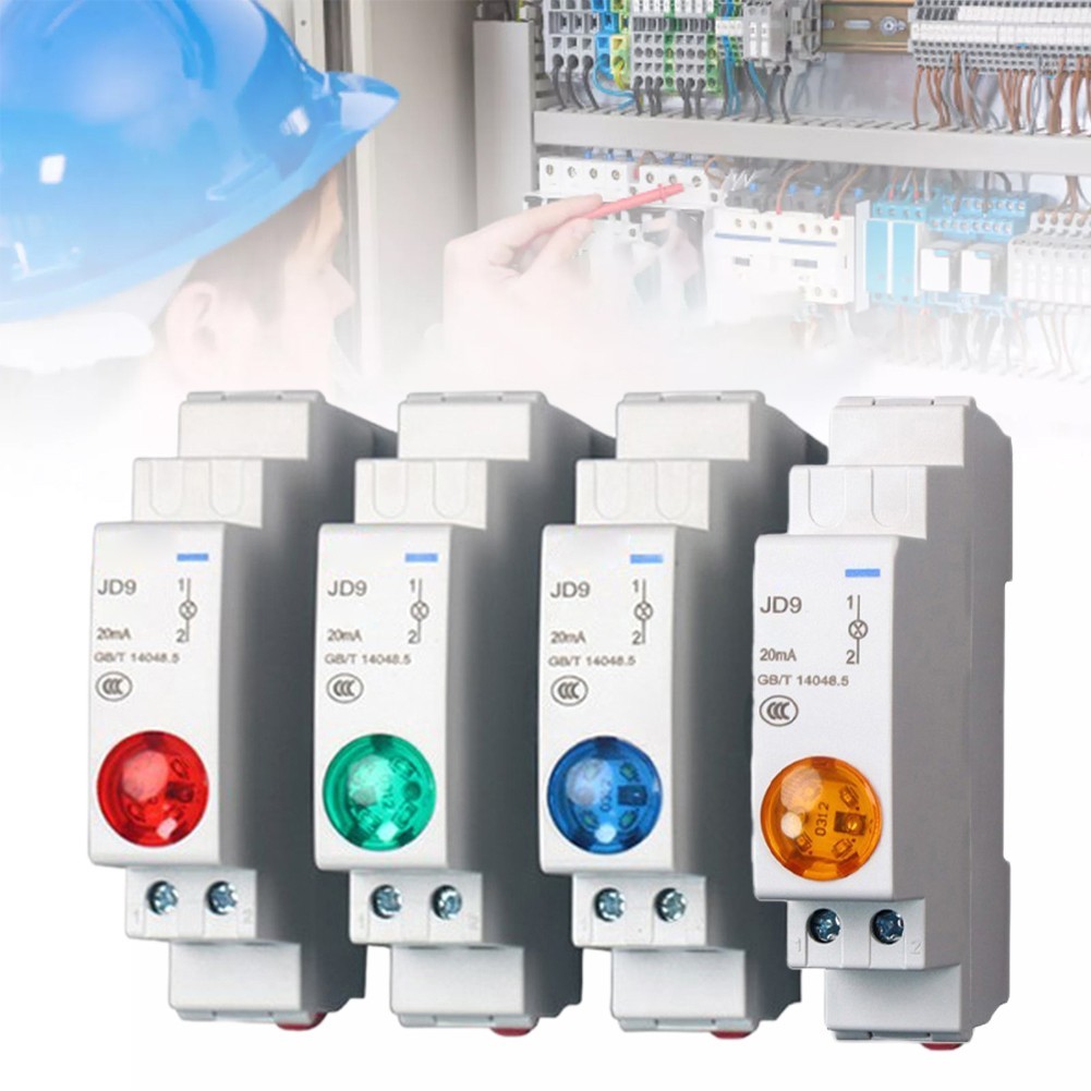 Din Rail Mount LED Signal Lamp Series AC/DC 24V Indication Pilot Lights JD9