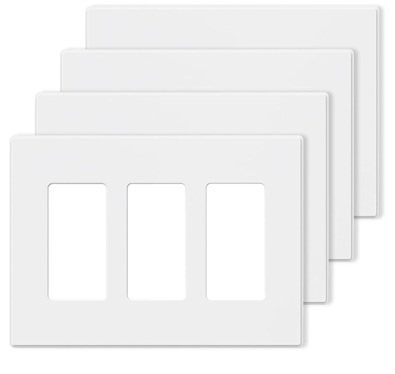Aida Decorator/Rocker 3-Gang Mid-Size Wall Plate, White Matte Polycarbonate