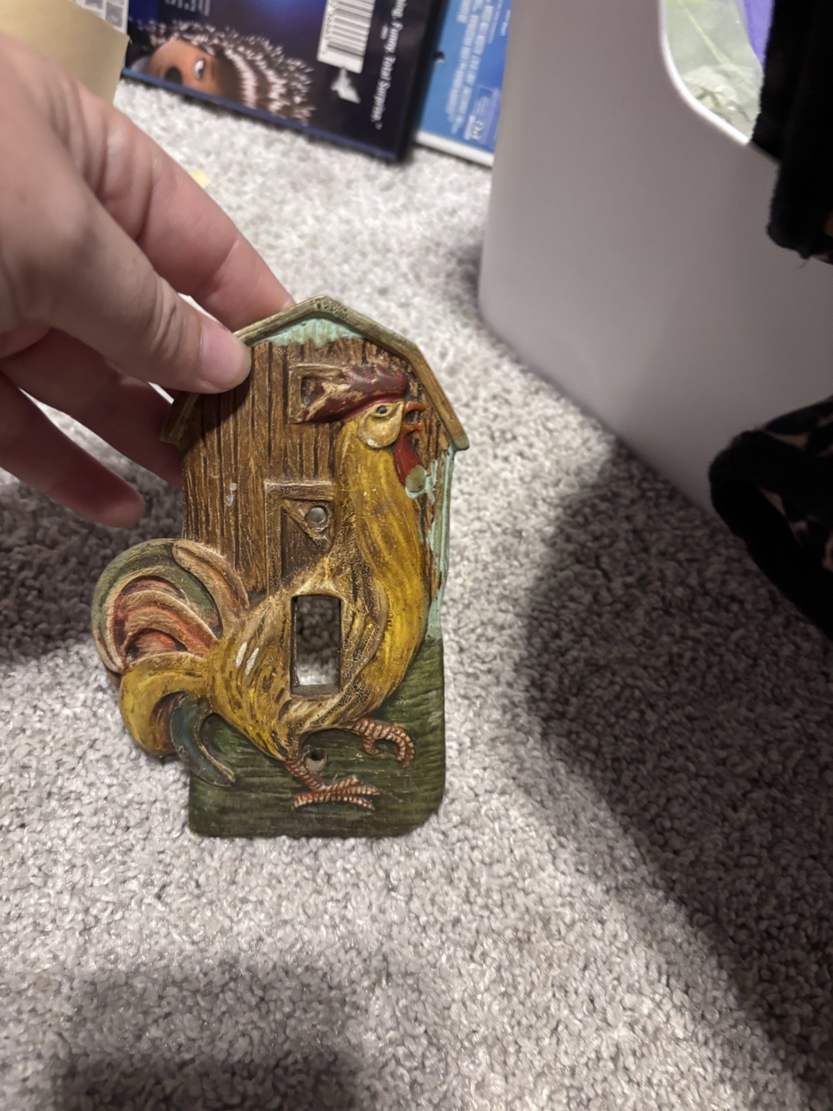 Ceramic Decorative Rooster Barn Animal 1-Gang Single Toggle Wall Plate Cover