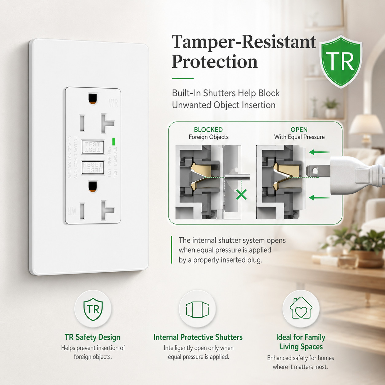 20 Amp GFCI Outlet for Bathroom Kitchen Outdoor TR WR LED Receptacle 125V 4PK