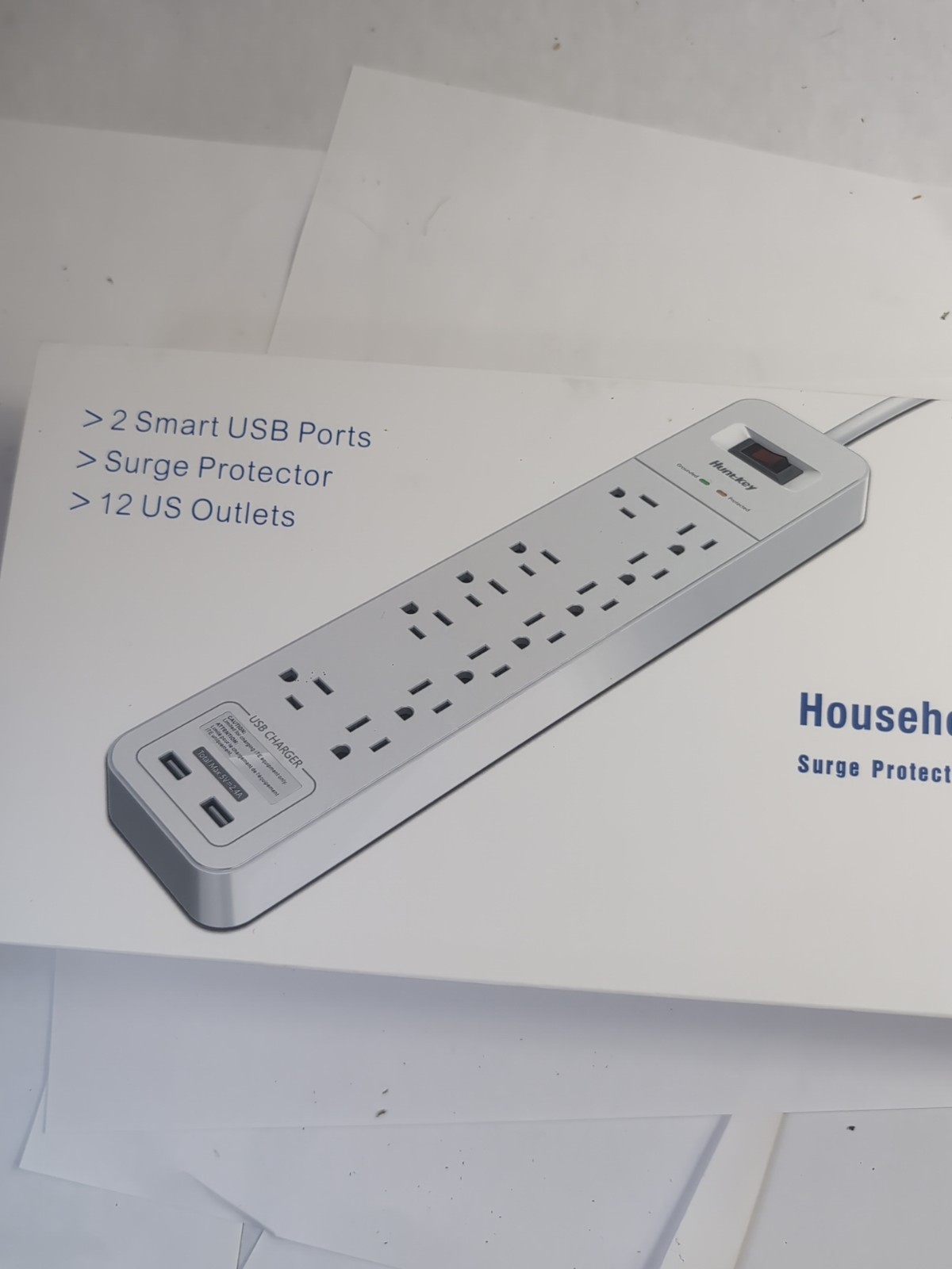 New: Surge Protector Power Strip, 12 Outlet 2 USB Port, 2390 Joules