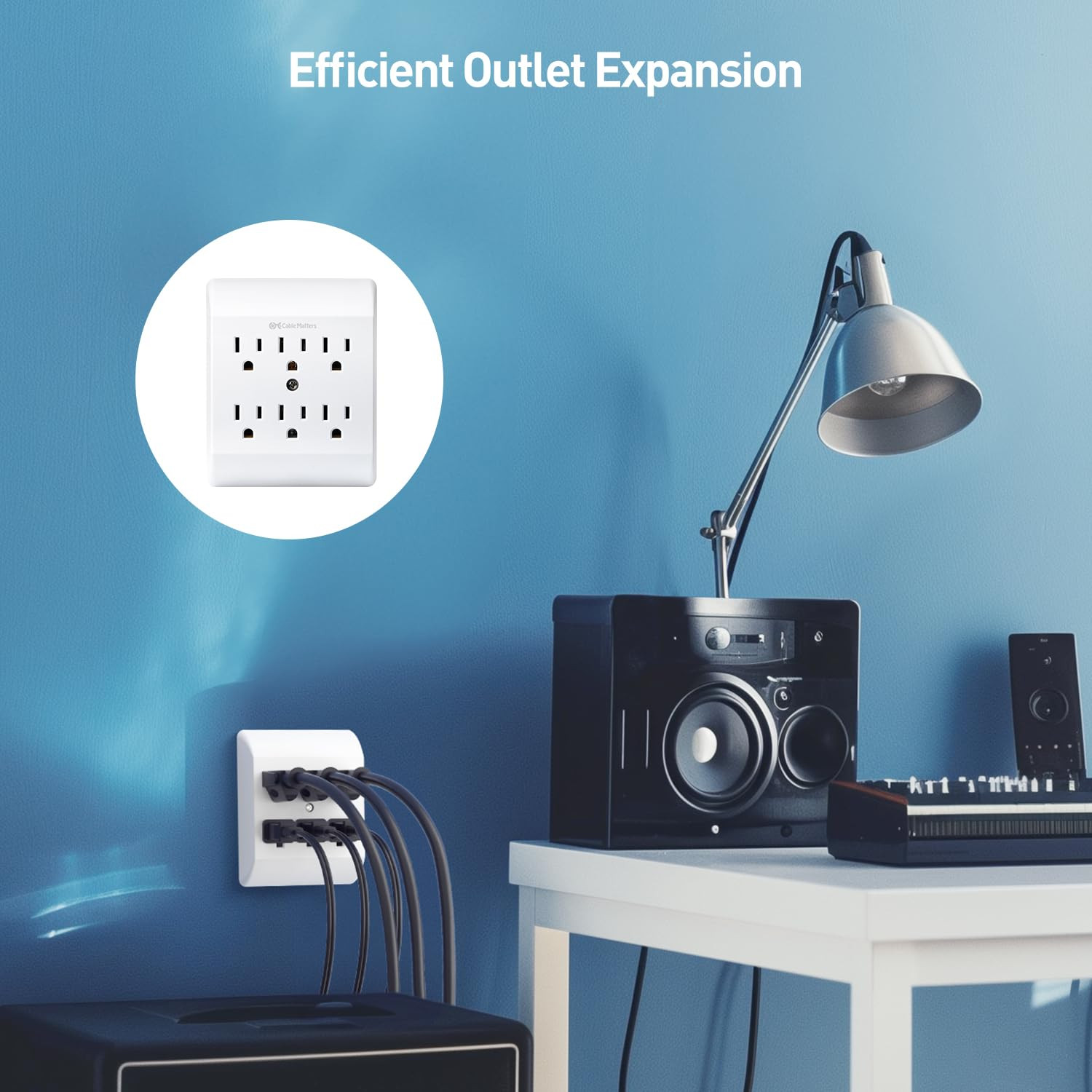 [ETL Listed] 2-Pack 15A 1875W 6 Outlet Extender Wall Tap | 6 Way