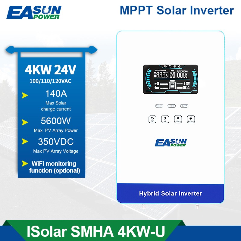 4000W Solar Hybrid Inverter 24V 120V 6.25inch LCD display 140A MPPT Solar charge