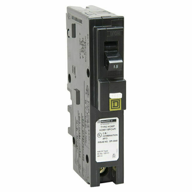 Square D Homeline HOM115PCAFIC 15 Amp Single Pole Plug On Neutral CAFCI Breaker