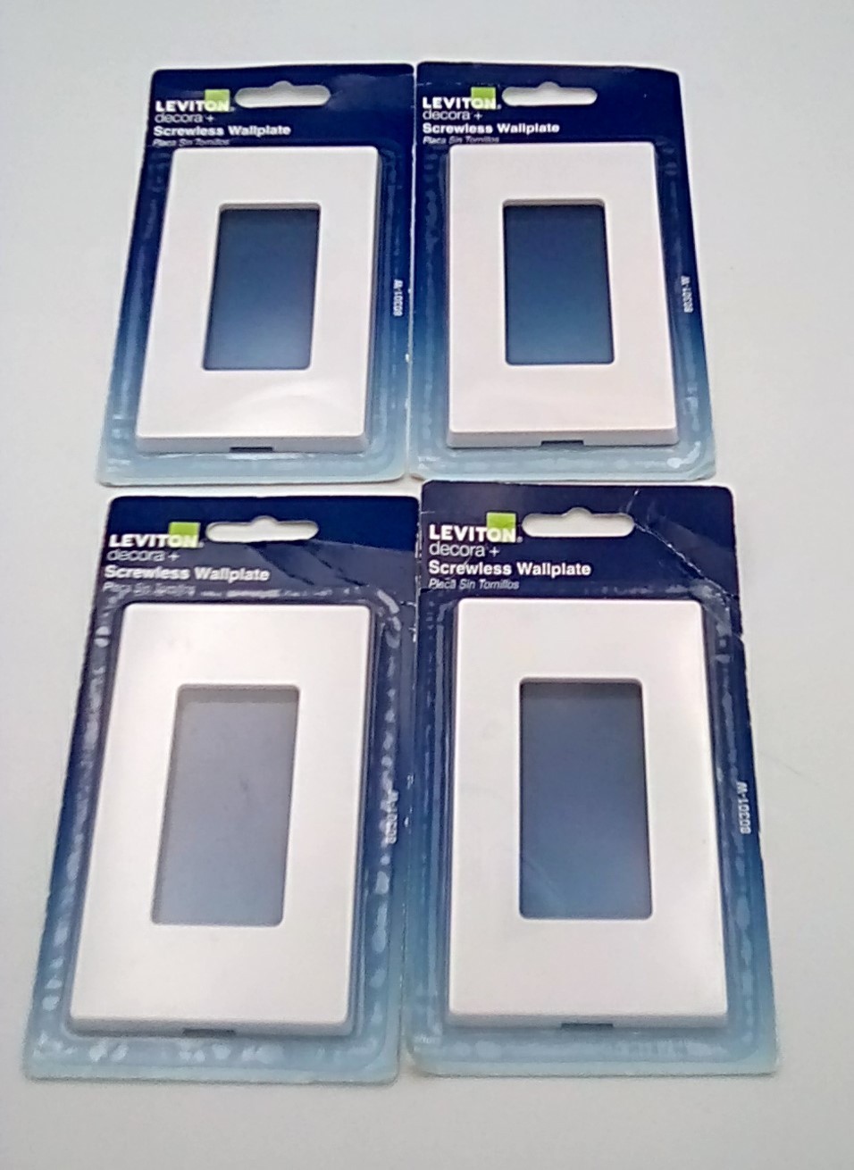 Lot Of 4 White Leviton Decora + Screwless Gang Wallplate C42-80301-W Replacement