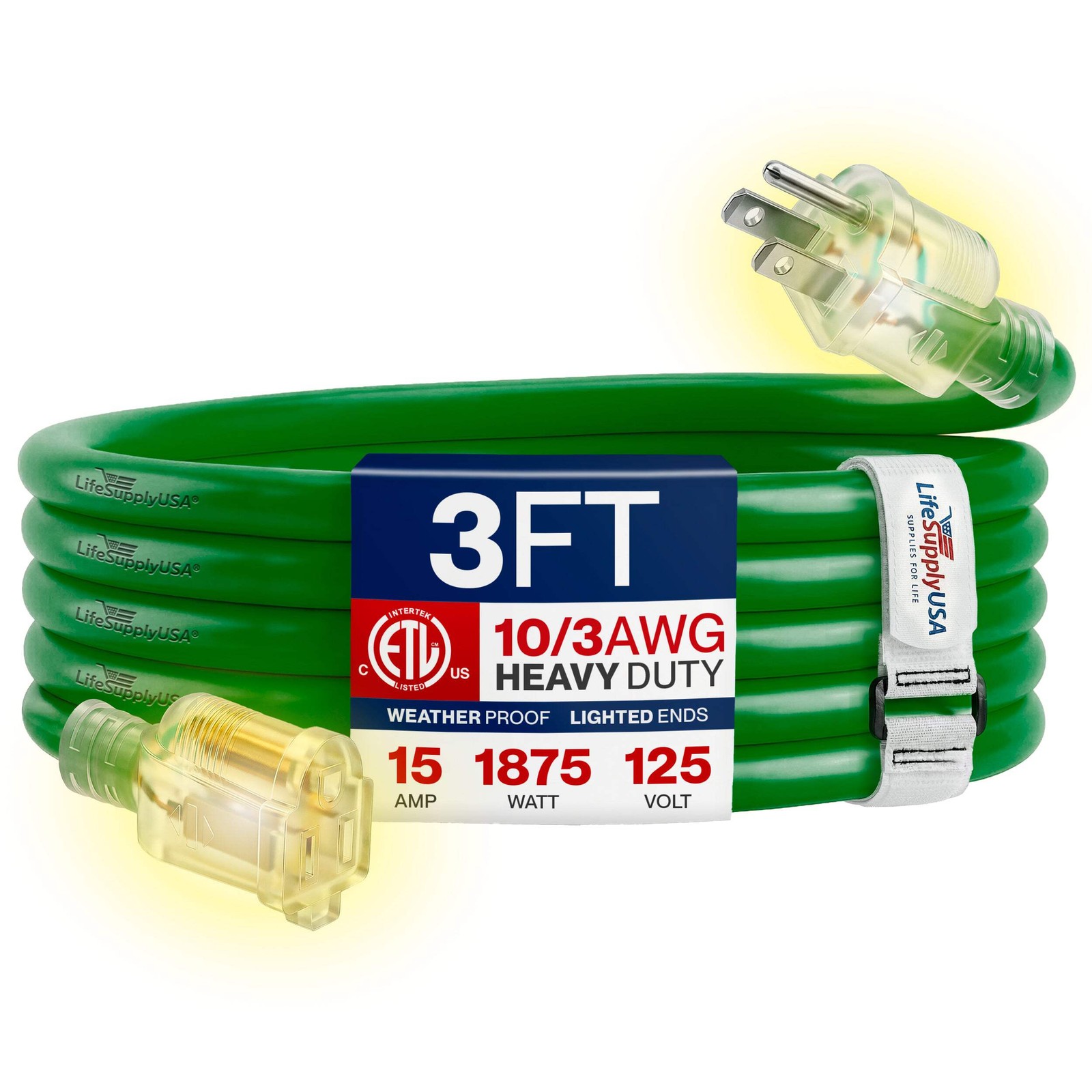 Outdoor/Indoor Extension Cord Heavy Duty 3 Prong SJTW, Waterproof, Flexible Cold