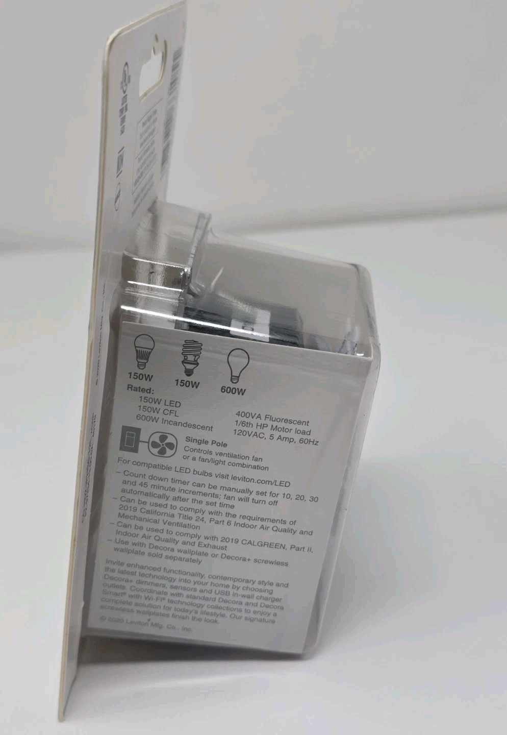 New Leviton Humidity Sensor & Fan Control White (R02-IPHS5-LW) FREE Shipping