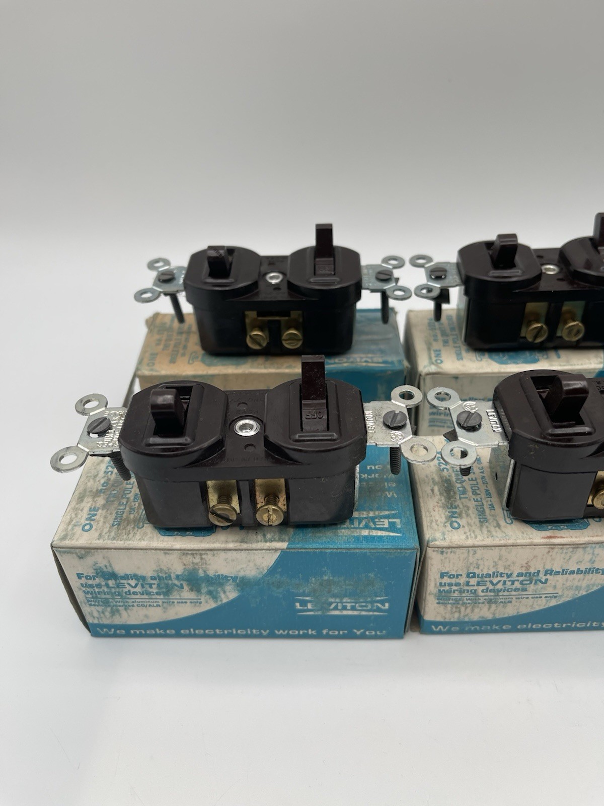 Leviton 5224 Two Single Pole Switch 15A 120-277V Brown Lot of 6 New Old Stock