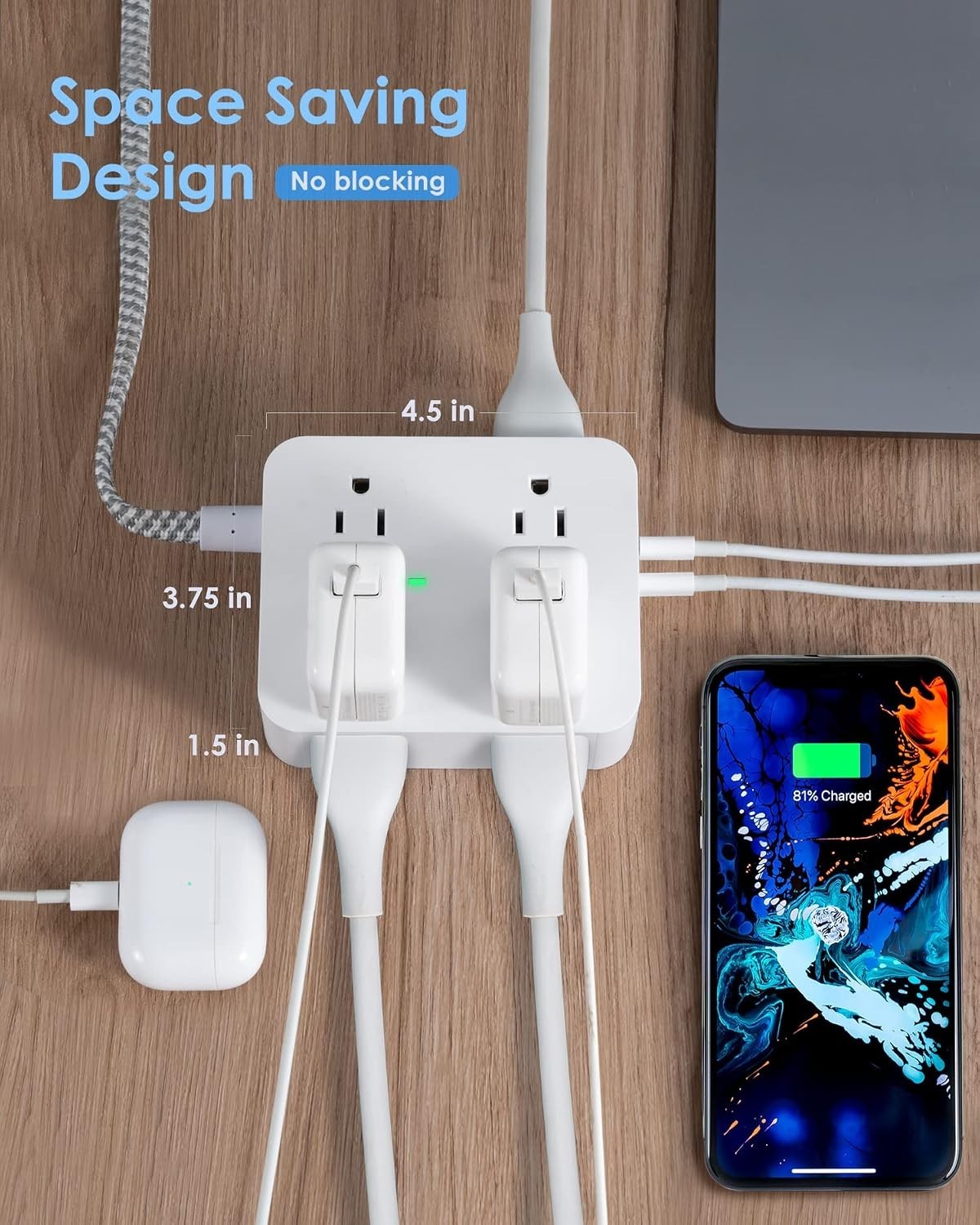 6Ft Surge Protector Power Strip USB C, 1080J, 8 Outlet Extender | Extension C…