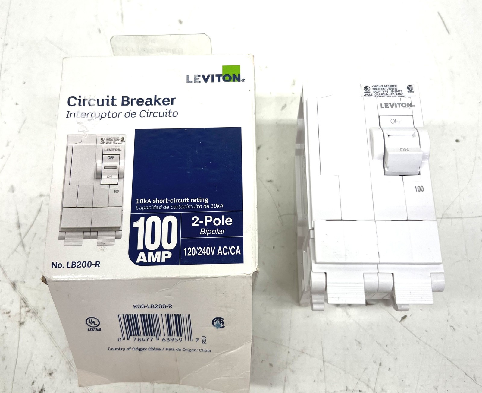 Leviton Branch Circuit Breaker 2 Pole 100 Amp 120/240 Thermal Magnetic