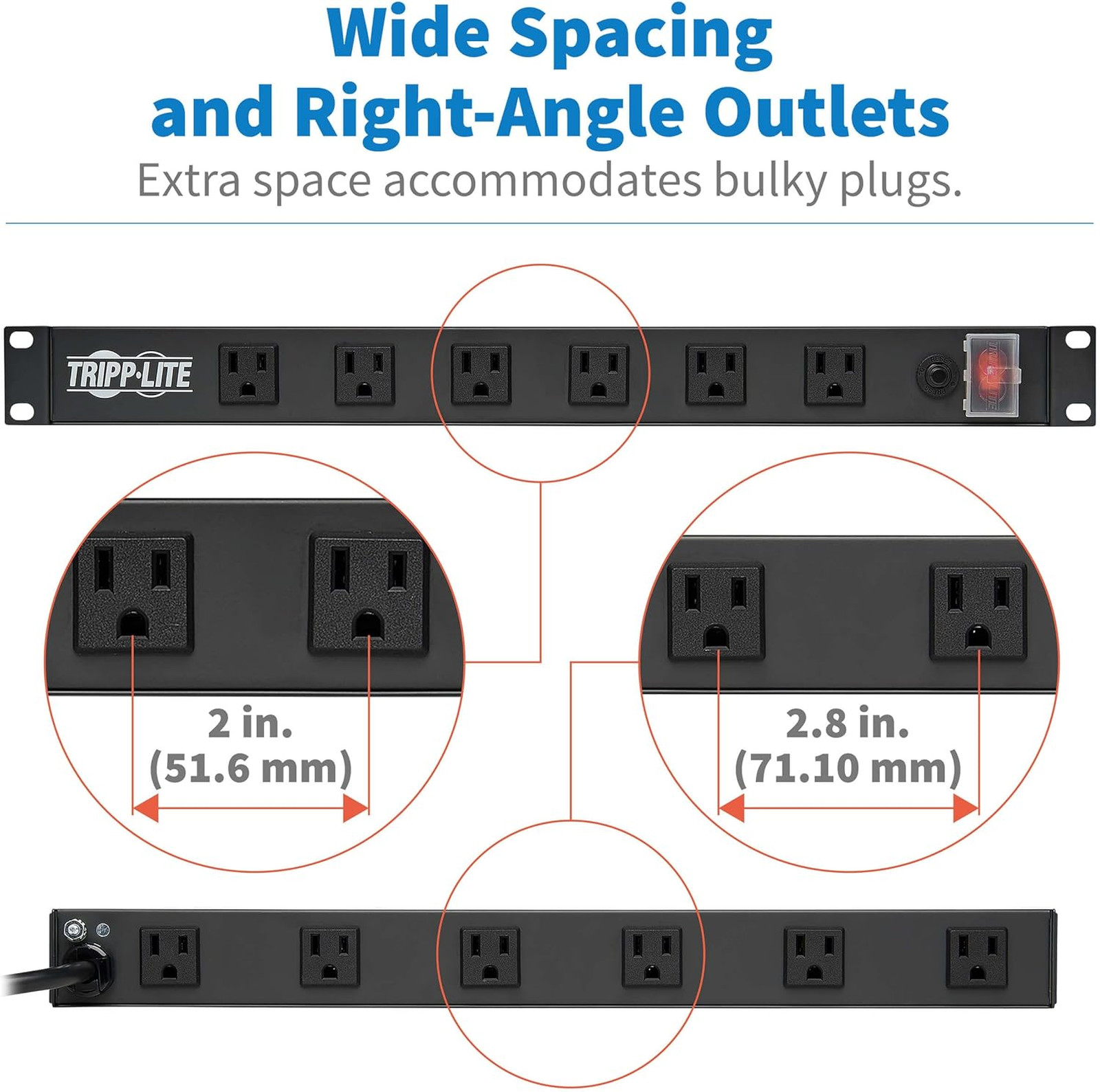 Rack Mount Power Strip PDU 12 Outlets 15A 120V 15ft Cord for Server Audio