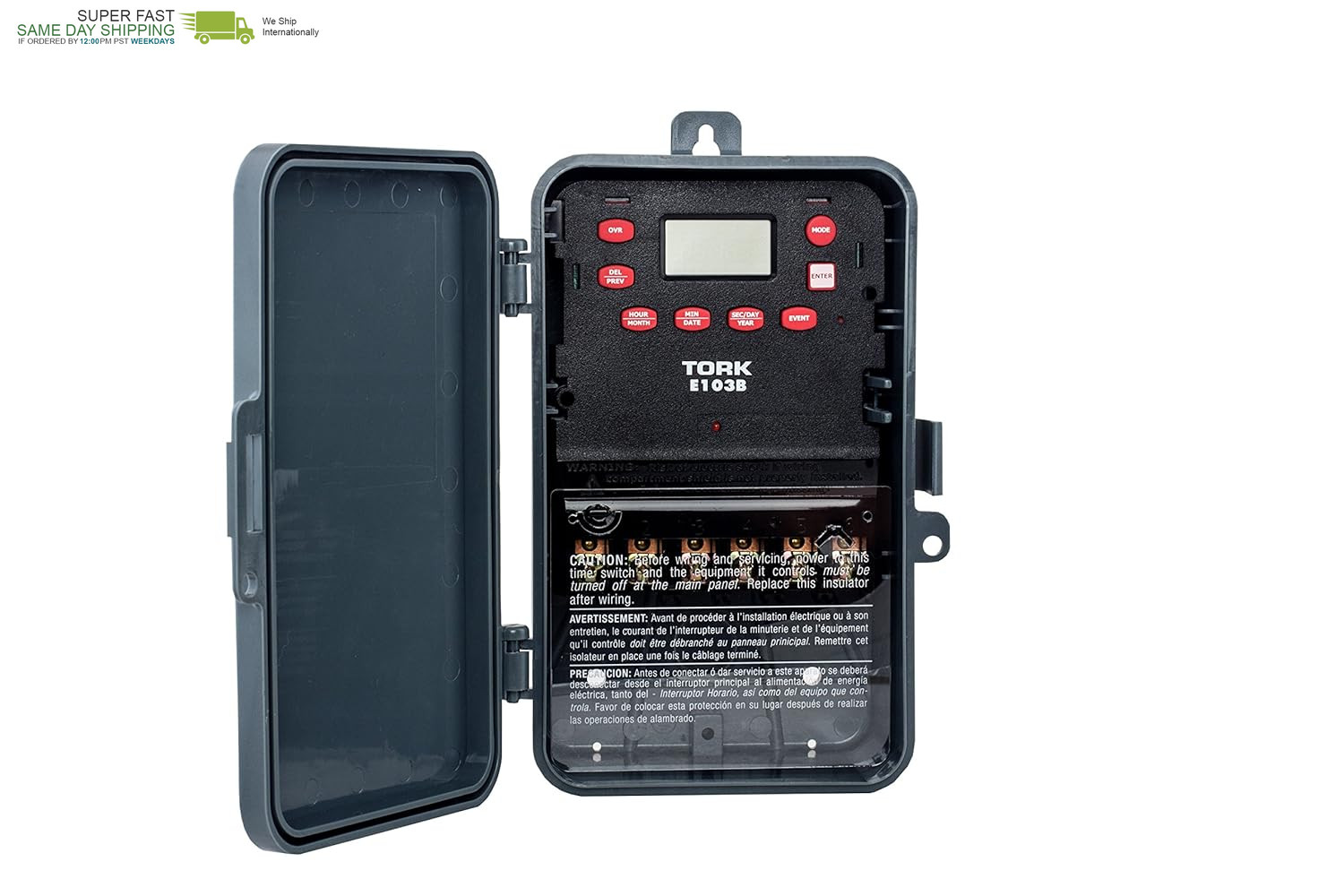 Control 24 Hour Time Switch, 120-277 VAC Input Supply, 1 Channel, DPST Output D