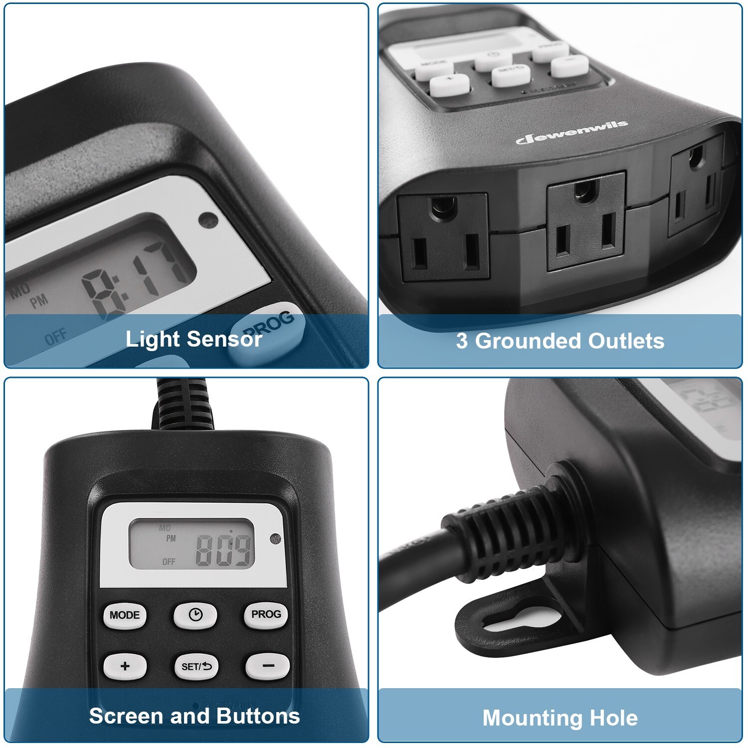 DEWENWILS Dusk to dawn Outdoor Digital Timer Outlet Plug in Switch for Lights