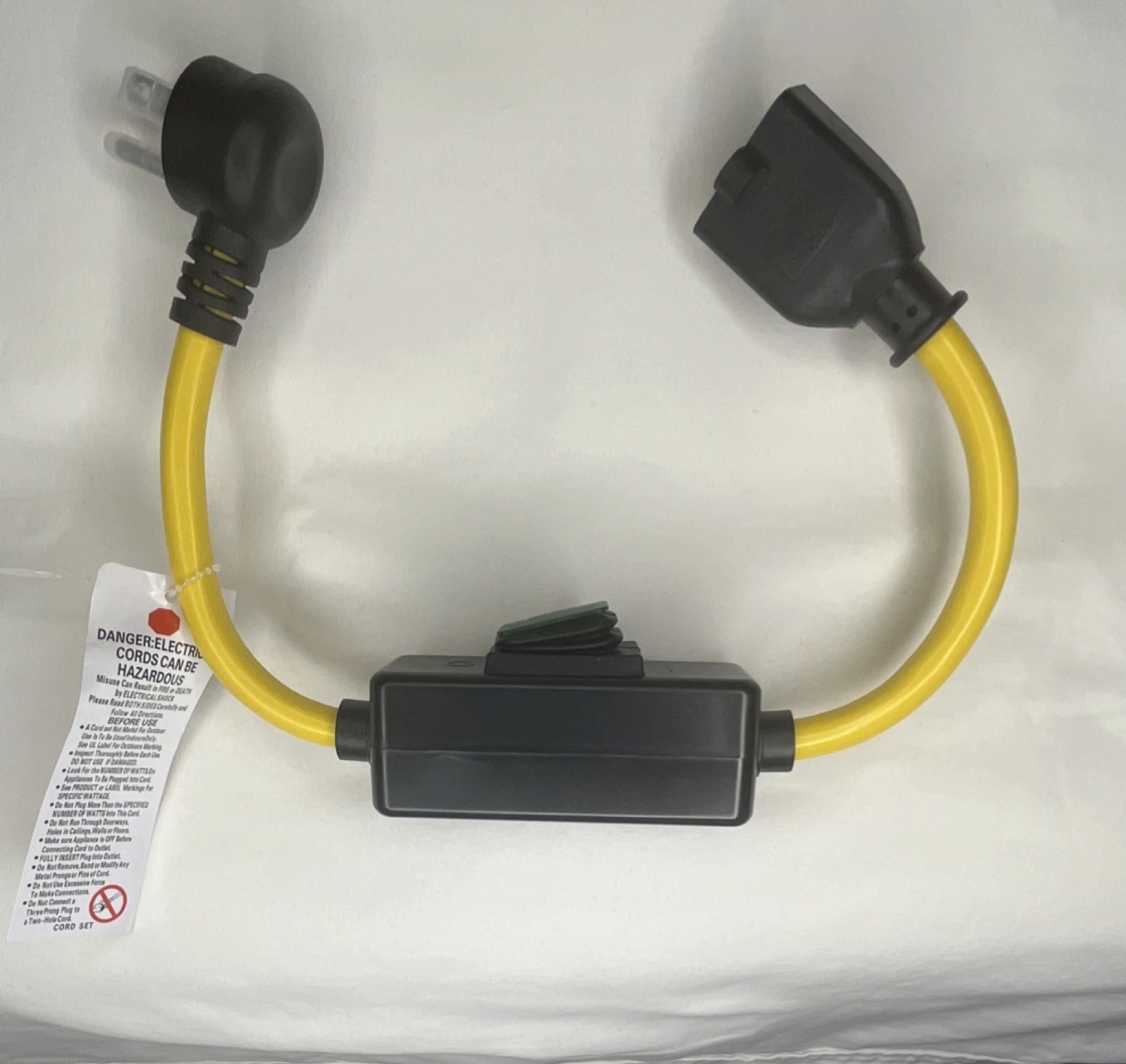 Plugrand 1.5 ft Yellow Extension Cord Waterproof Switch Angled Plug PC-0080-015F