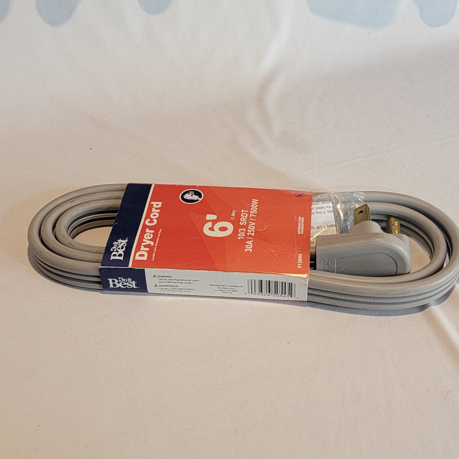 Do it Best 6 Ft. 10/3 30A 250V 7500W Dryer Cord DRC-SRDT-103-6