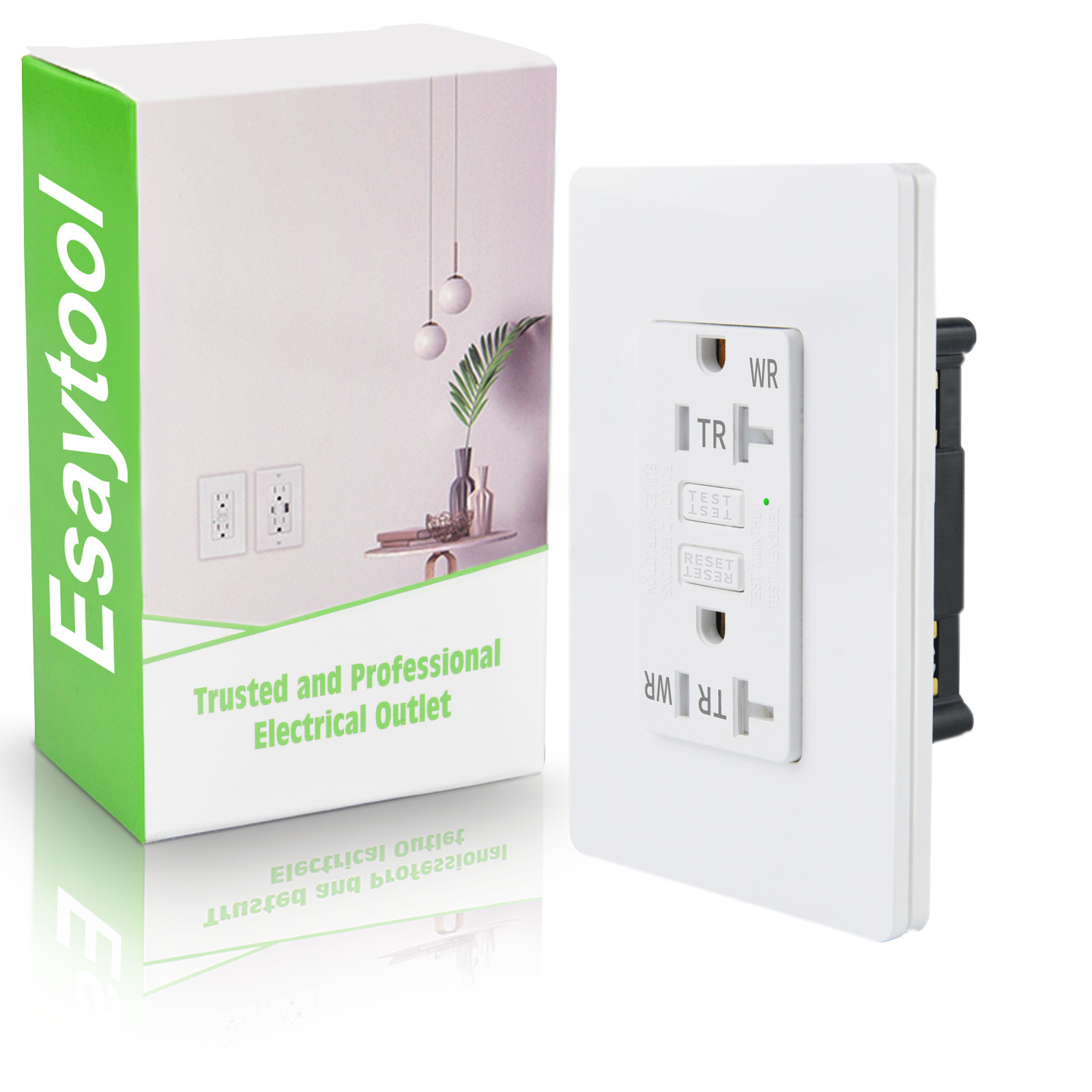 10Packs GFI GFCI Outlet 15Amp 120V GFI Receptacle LED Indicator WR TR with plate
