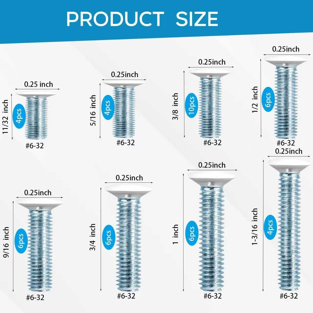Wall Plate Screws Kit 46 Pcs 632 Thread, 8 Lengths 5/16″, 11/32″, 3/8″, 1/2″…