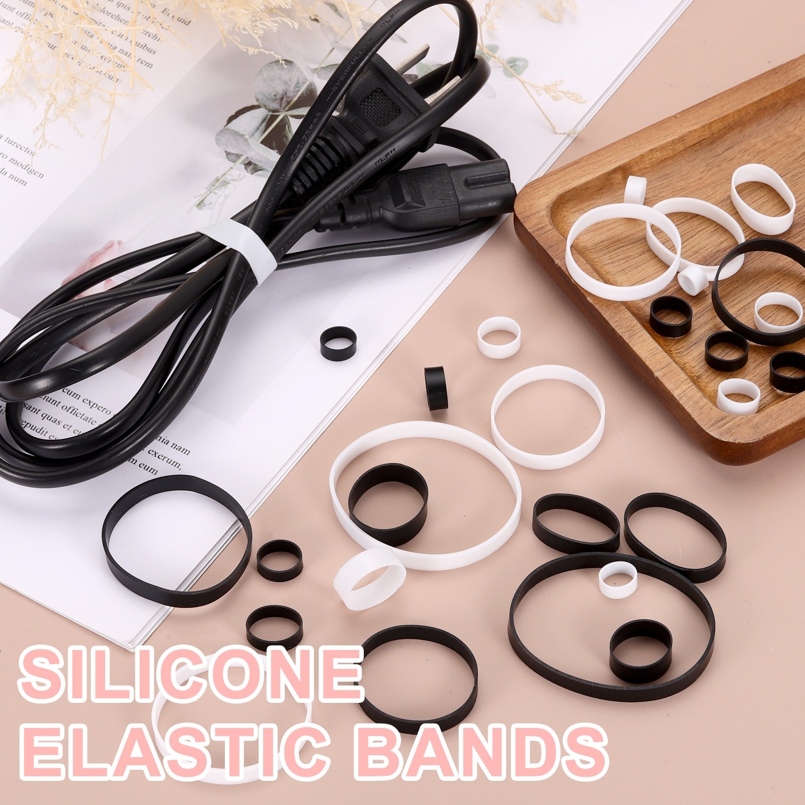 200 Pcs Silicone Rubber Bands, 8/10 mm Small Rubber Bands, White